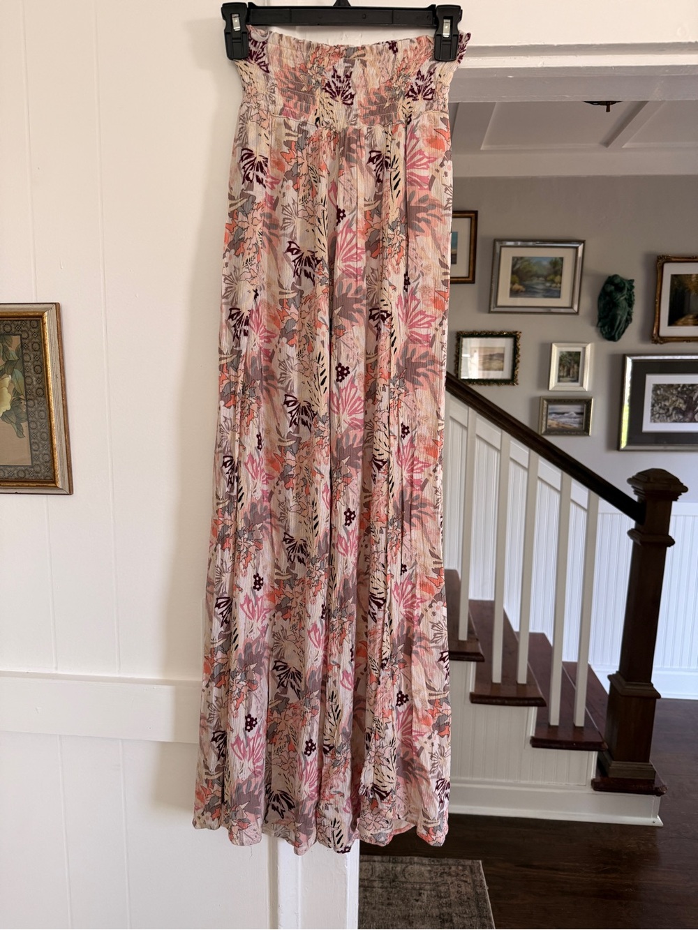 Flowy Floral Pants with slit Blush and Coral